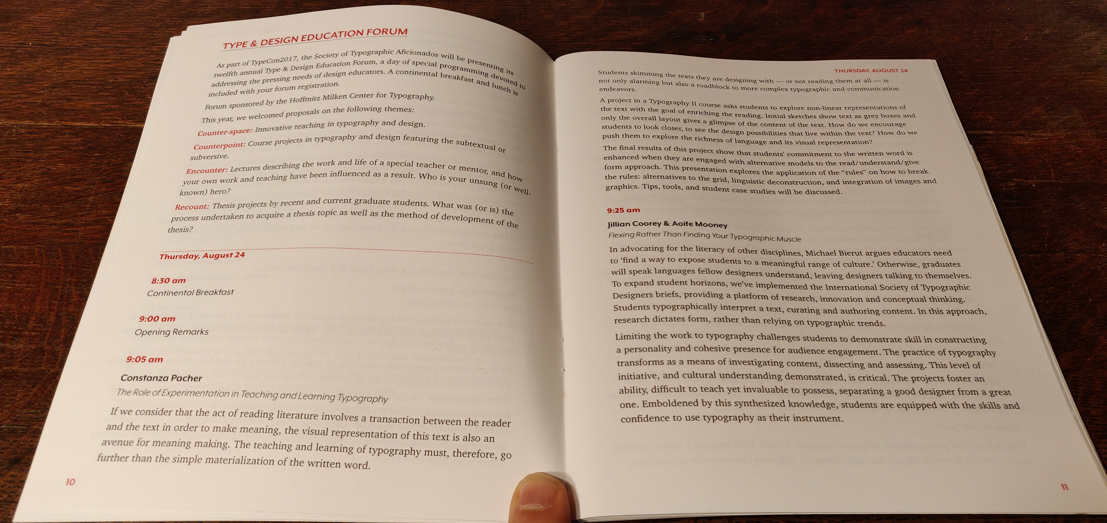 photo of a full page spread from the printed program