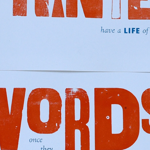 cropped image of letterpress prints